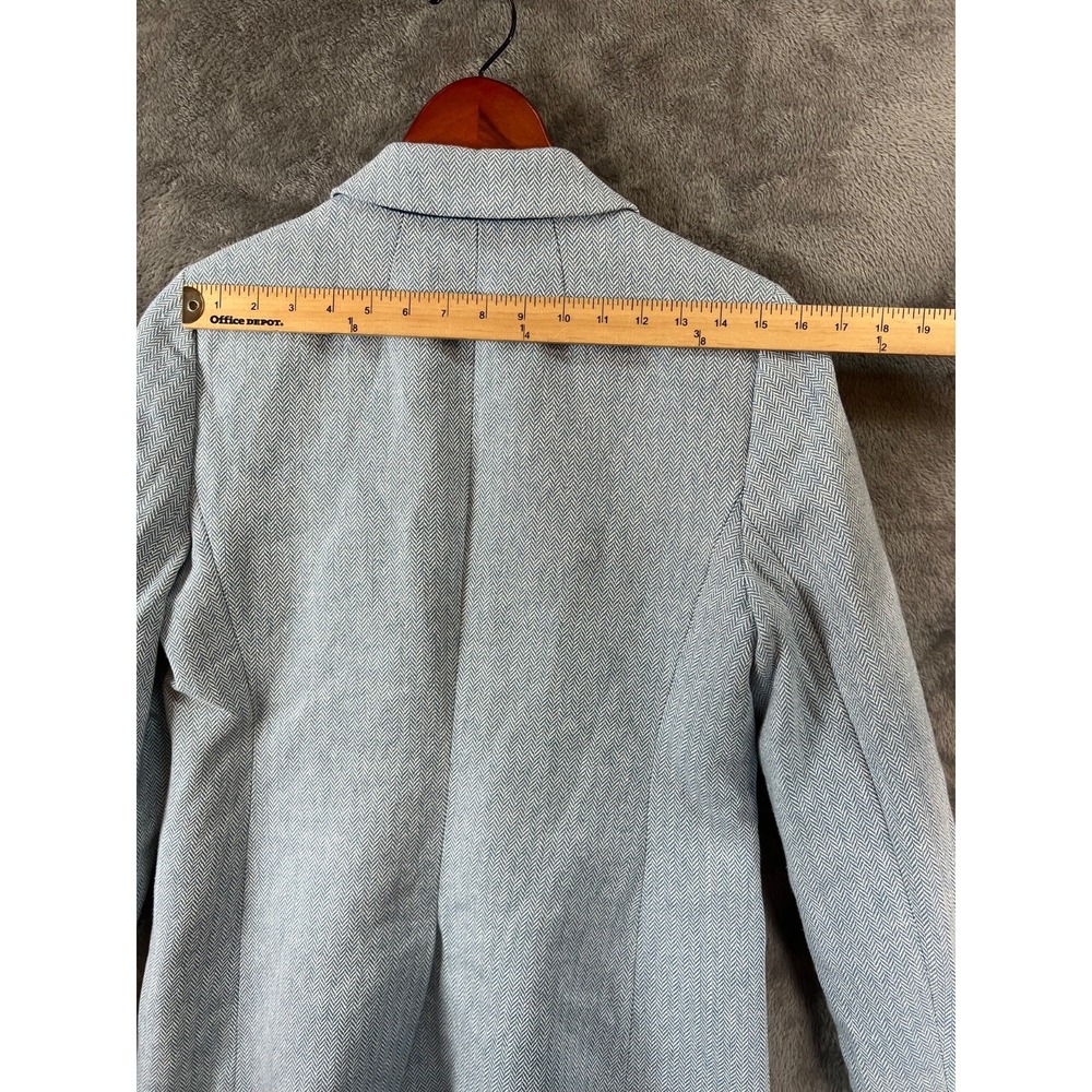 J.CREW Blazer Womens 10 Blue 1-Button Herringbone Linen Blend Career Preppy Ivy - Picture 7 of 11